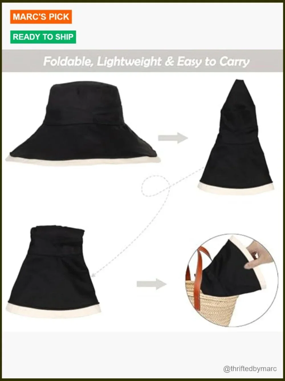 Women's Reversible Wide Brim Sun Hat, UPF 50+ Cotton Bucket Hat for Beach